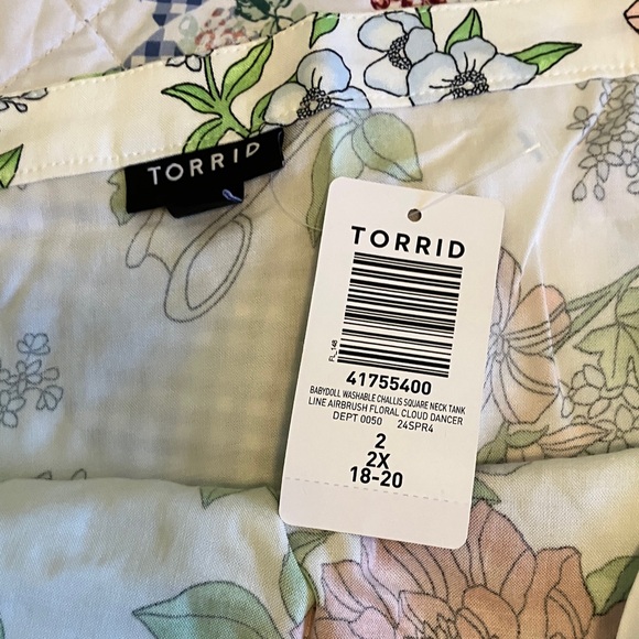 Torrid Floral Camisole - White with Pink and Green - Picture 3 of 6